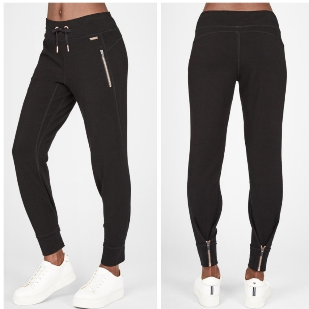 Sweaty Betty Rhythm Merino Wool Zipper Jogger Black/Rose Gold - XS